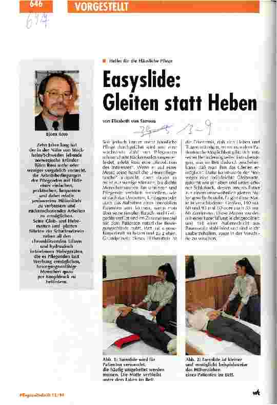 Vorschauseite 1: Easyslide: Gleiten statt Heben Helfer für die Häusliche Pflege