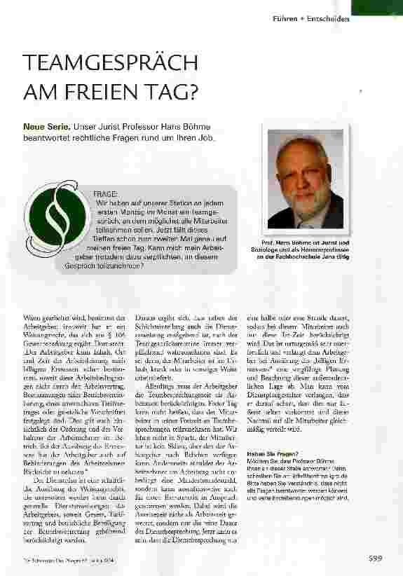 Vorschauseite 1: TEAMGESPRÄCH AM FREIEN TAG?