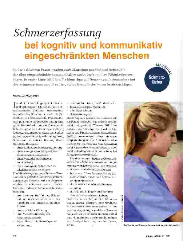 Vorschauseite 1: Schmerzerfassung bei kognitiv und kommunikativ eingeschränkten Menschen