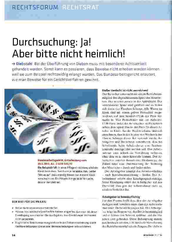 Vorschauseite 1: Durchsuchung: Ja! Aber bitte nicht heimlich!