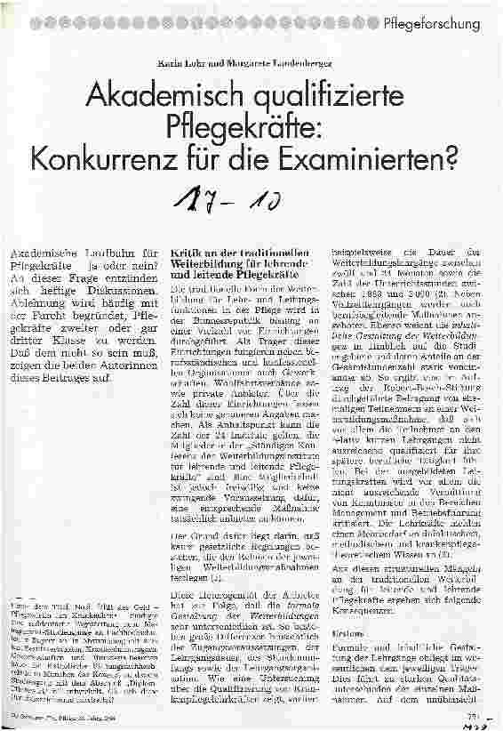 Vorschauseite 1: Akademisch qualifizierte Pflegekräfte: Konkurrenz für Examinierte?
