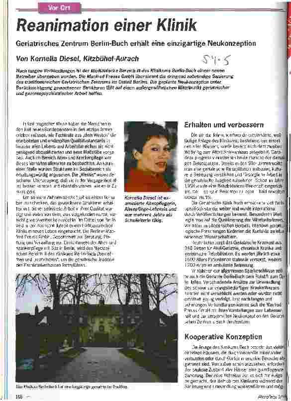 Vorschauseite 1: Reanimation einer Klinik Geriatrisches Zentrum Berlin-Buch erhält eine einzigartige Neukonzeption