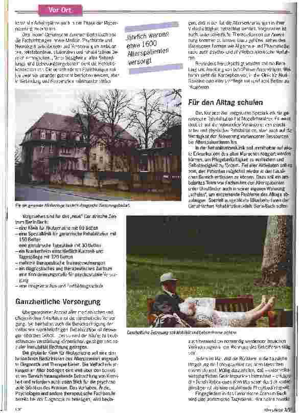 Vorschauseite 2: Reanimation einer Klinik Geriatrisches Zentrum Berlin-Buch erhält eine einzigartige Neukonzeption