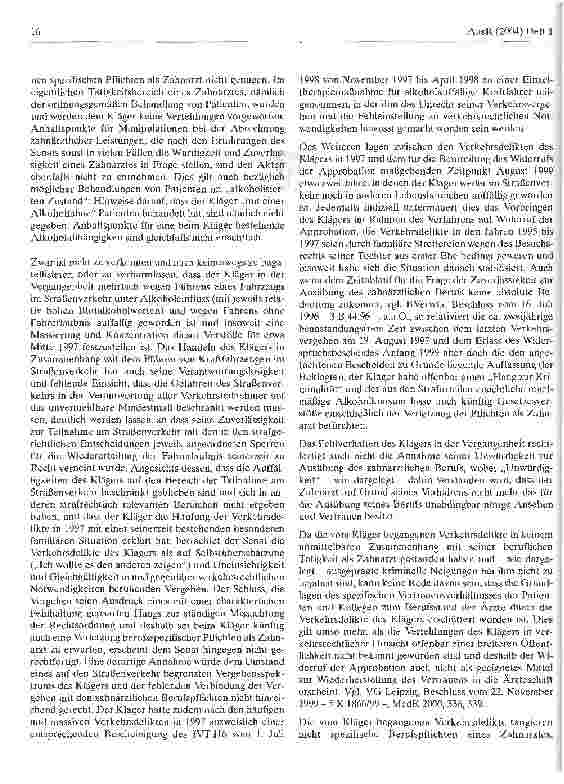 Vorschauseite 4: Trunkenheitsfahrten kosten nicht die Approbation