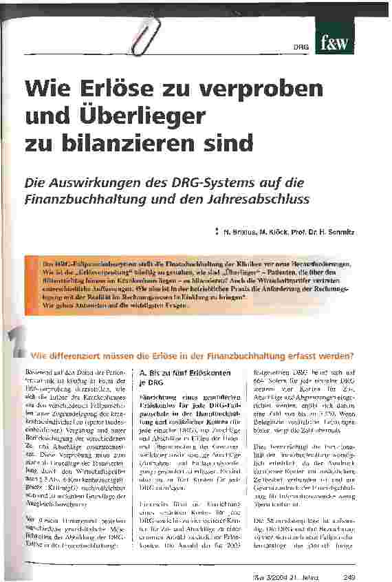 Vorschauseite 1: Wie Erlöse zu verproben und Überlieger zu bilanzieren sindDie Auswirkungen des DRC-Systems auf die Finanzbuchhaltung und den Jahresabschluss