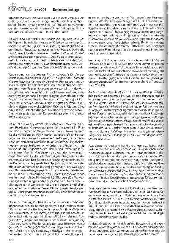 Vorschauseite 2: Konkurrentenklage im Krankenhausplanungsrecht Möglichkeiten und Handlungsbedarf für Krankenhäuser