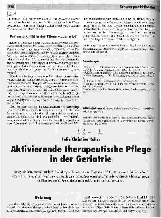 Vorschauseite 1: Aktivierende therapeutische Pflege in der Geriatrie