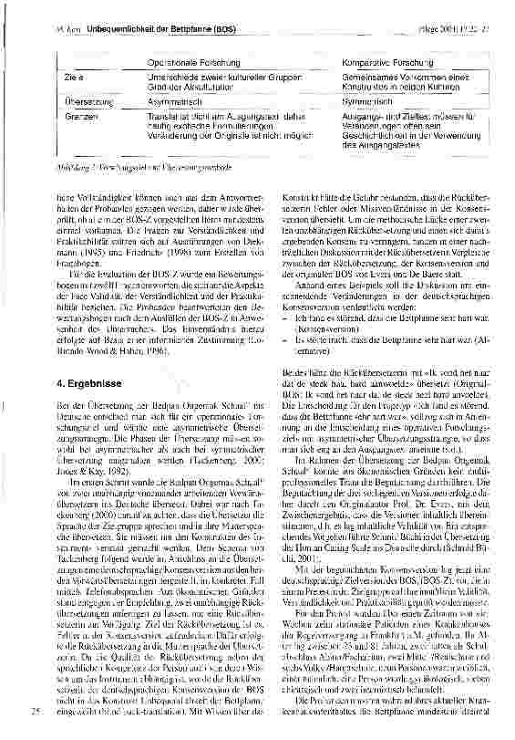 Vorschauseite 4: Unbequemlichkeit der Bettpfanne - Übersetzung und Validierung der belgischen Bedpan Ongemak Schaal (BOS)