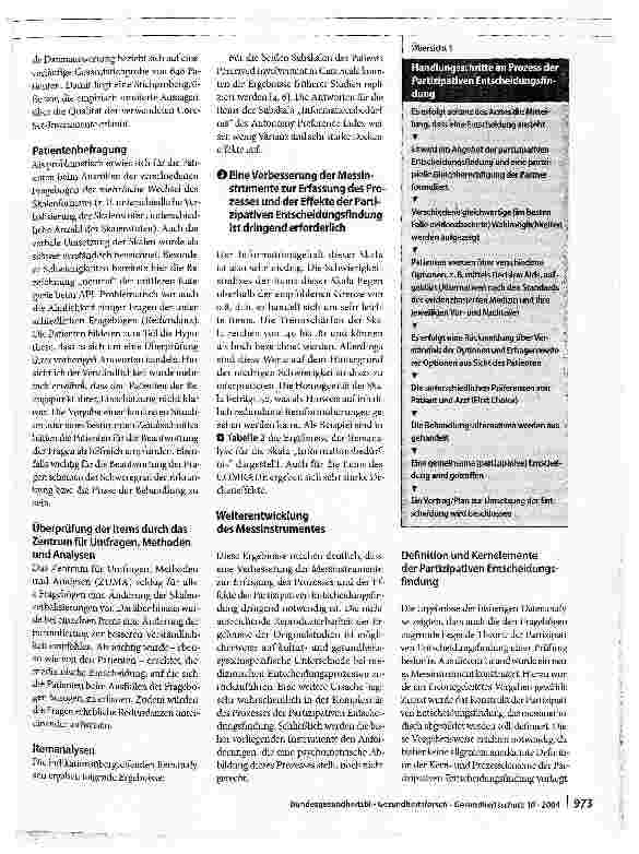 Vorschauseite 5: Entwicklung eines Fragebogens zur Partizipativen Entscheidungsfindung