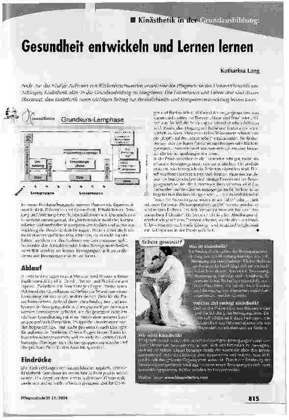 Vorschauseite 1: Gesundheit entwickeln und Lernen lernen
