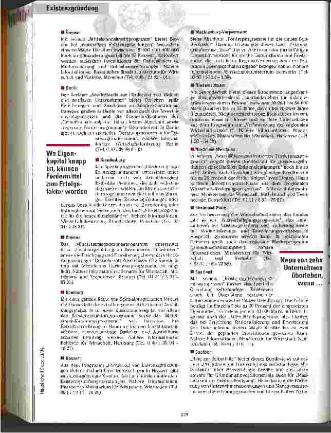 Vorschauseite 3: Quellenangabe Geldquellen zur Existenzgründung und -sicherung mit allen neuen Bestimmungen für 1994/95