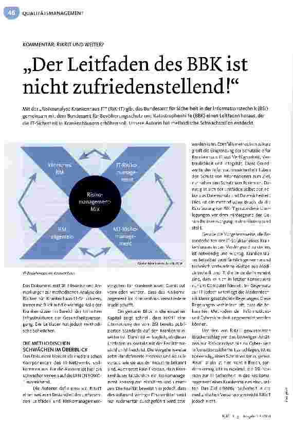 Vorschauseite 1: Der Leitfaden des BBK ist nicht zufriedenstellend!