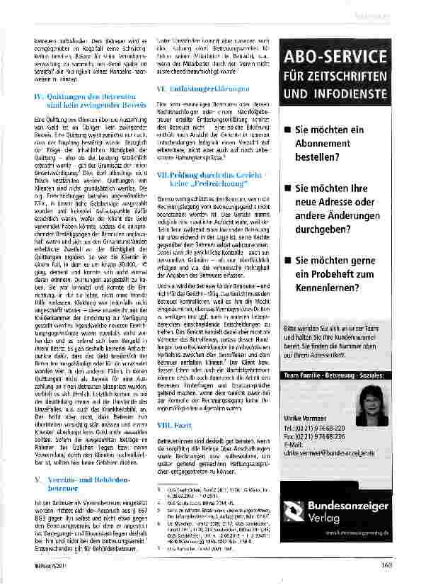 Vorschauseite 2: Haftung des Betreuers gem. § 667 BGB Anmerkung und Konsequenzen: OLG Saarbrücken, BtPrax 2014, S. 45