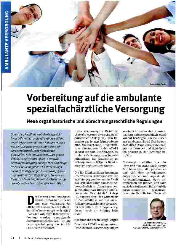 Vorschauseite 1: Vorbereitung auf die ambulante spezialfachärztliche Versorgung