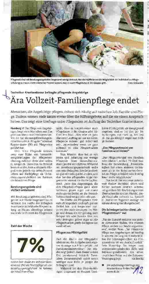 Vorschauseite 1: Ära Vollzeit-Familienpflege endet