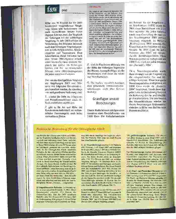 Vorschauseite 2: DRG 2004: Was sind die wirtschaftlichen Konsequenzen Ein Vergleich der realen Erlöse 2003 mit der Erlöskalkulation nach aktuellen DRG-Kriterien 2004