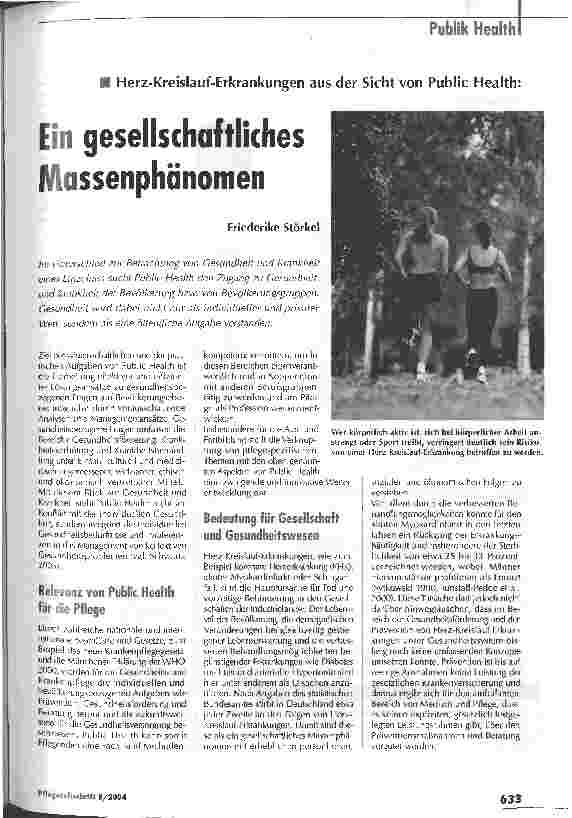 Vorschauseite 1: Ein gesellschaftliches MassenphänomenHerz-Kreislauf-Erkrankungen aus der Sicht von Public Health