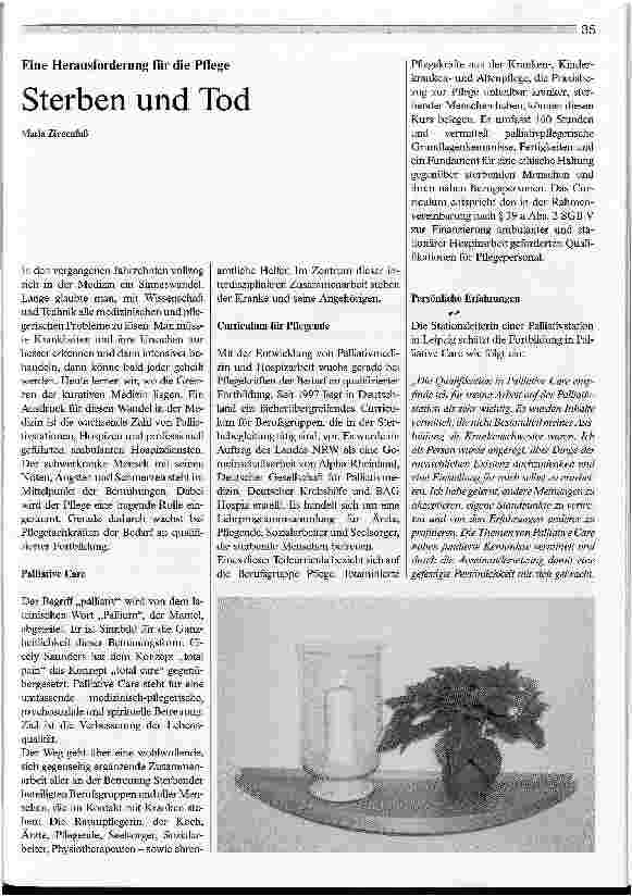 Vorschauseite 1: Sterben und Tod Eine Herausforderung für die Pflege