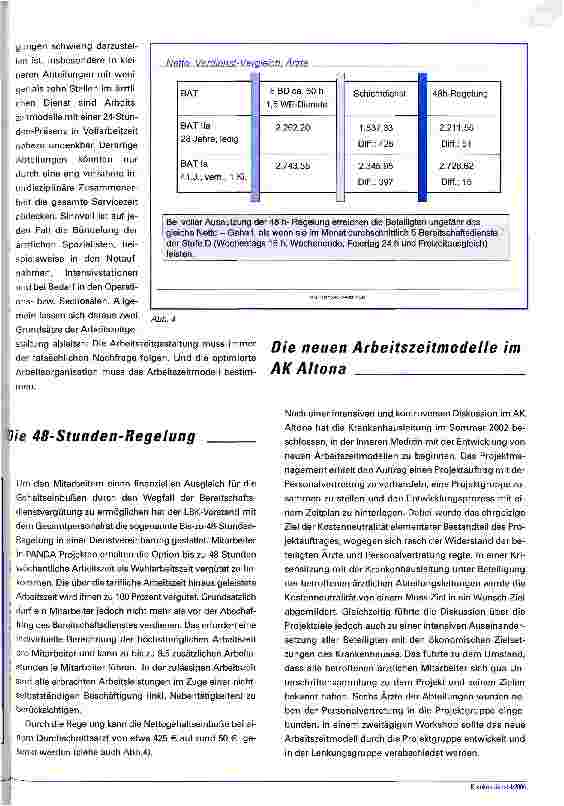 Vorschauseite 3: Es geht auch ohne Bereitschaftsdienst Das neue Arbeitszeitmodell des Allgemeinen Krankenhauses in Altona