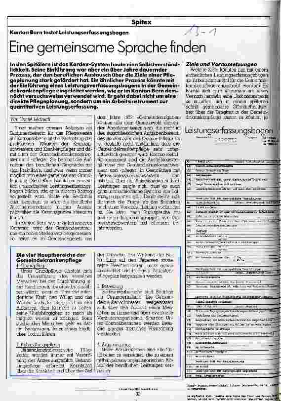 Vorschauseite 1: Eine gemeinsame Sprache finden Kanton Bern testet Leistungserfassungsbogen