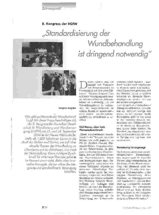 Vorschauseite 1: Standardisierung der Wundbehandlung ist dringend notwendig