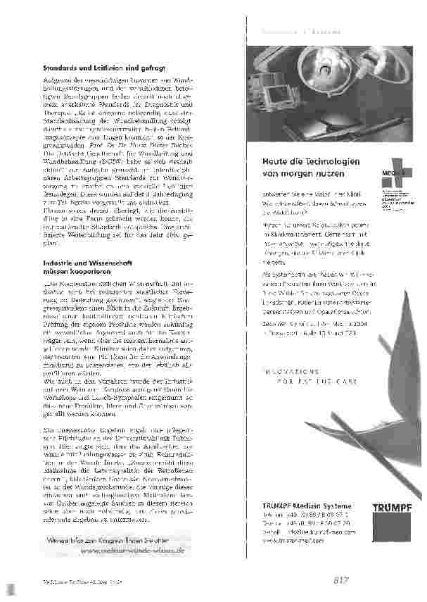 Vorschauseite 2: Standardisierung der Wundbehandlung ist dringend notwendig