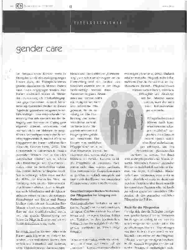 Vorschauseite 3: die bedeutung von gender care für die pflege
