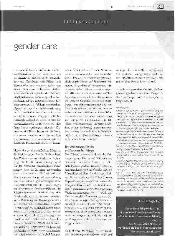 Vorschauseite 4: die bedeutung von gender care für die pflege