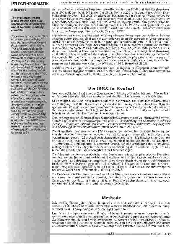 Vorschauseite 2: Evaluation der Home Health Care Classification für denpraktischen Einsatz im deutschsprachigen Raum