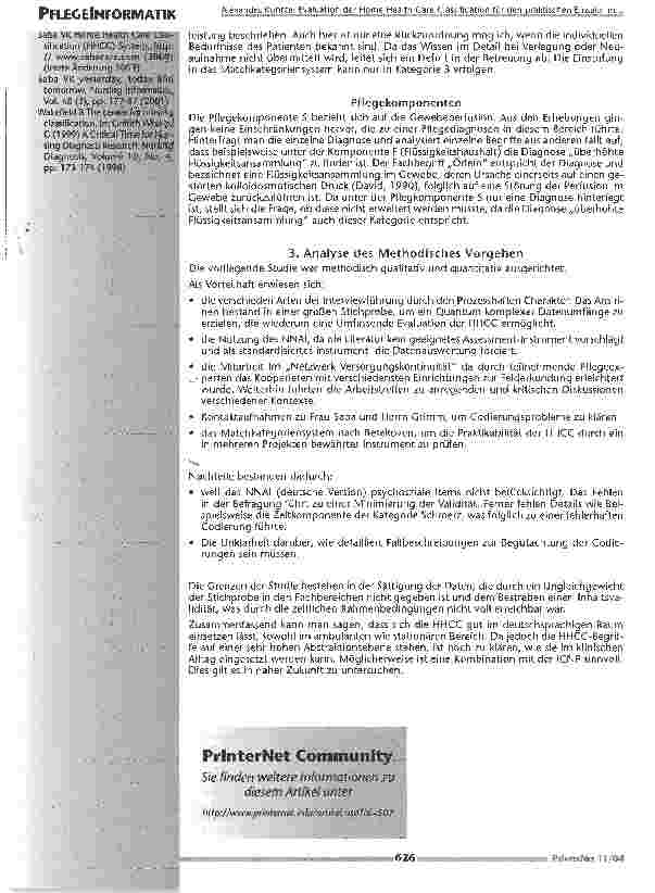Vorschauseite 6: Evaluation der Home Health Care Classification für denpraktischen Einsatz im deutschsprachigen Raum