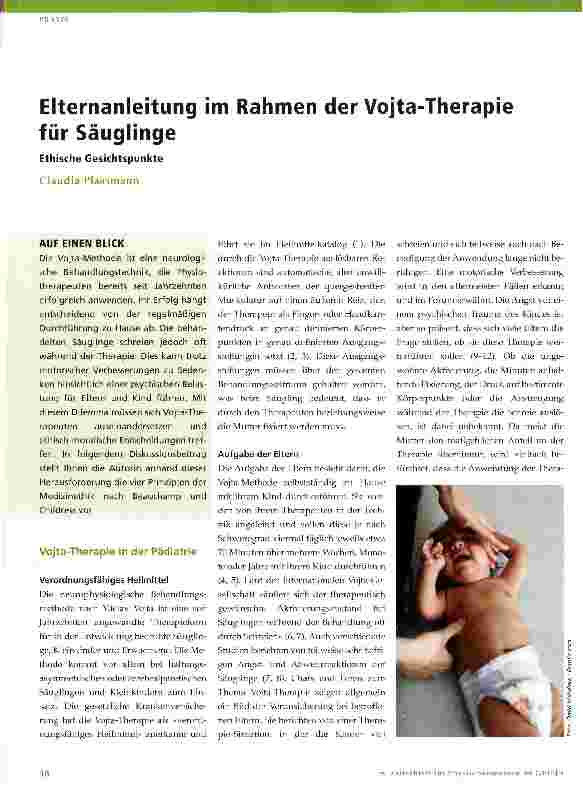 Vorschauseite 1: Elternanleitung im Rahmen der Vojta-Therapie für Säuglinge