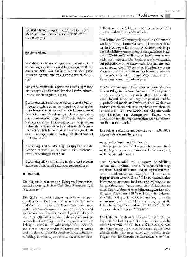 Vorschauseite 2: Zur Zahlung von Hinterbliebenenrente und Sterbegeld nach Behandlungsabbruch
