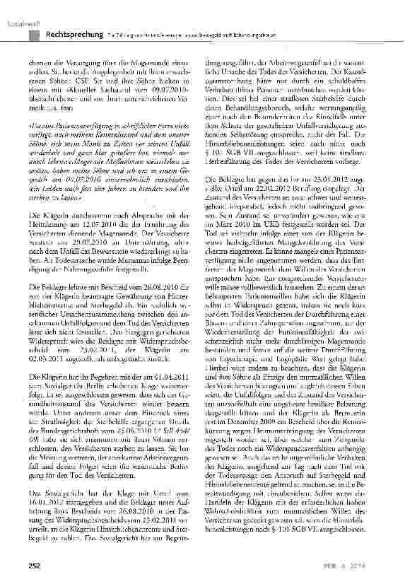 Vorschauseite 3: Zur Zahlung von Hinterbliebenenrente und Sterbegeld nach Behandlungsabbruch