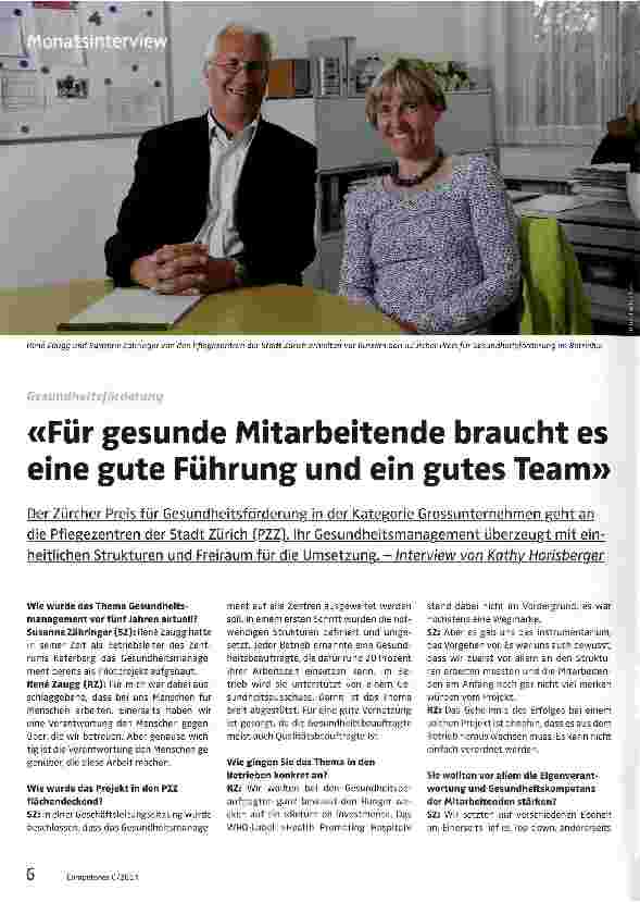Vorschauseite 1: Für gesunde Mitarbeitende braucht es eine gute Führung und ein gutes Team