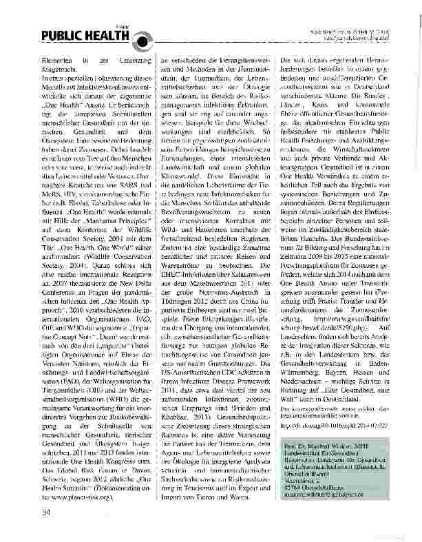Vorschauseite 2: One Health - Risikomanagement im Öffentlichen Raum