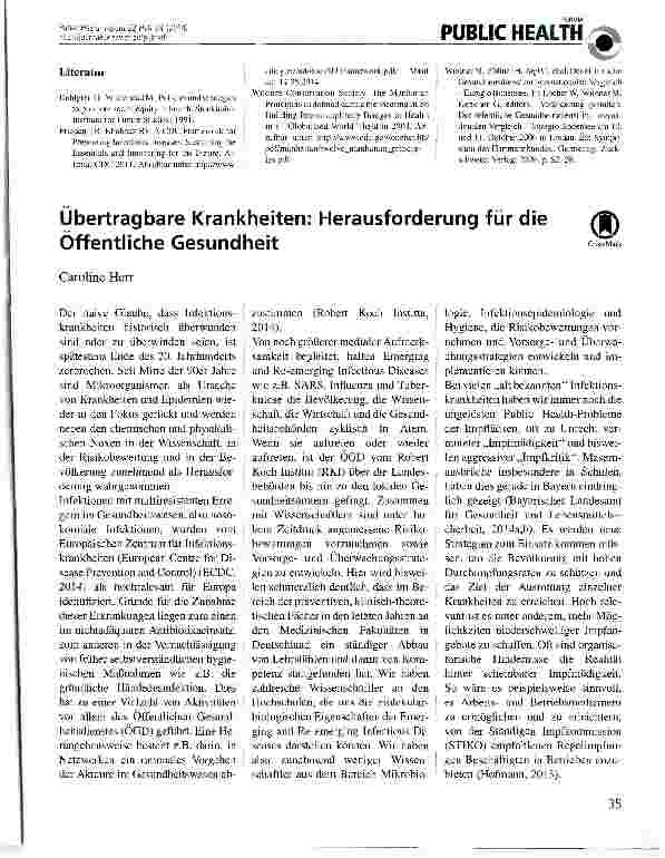 Vorschauseite 3: One Health - Risikomanagement im Öffentlichen Raum