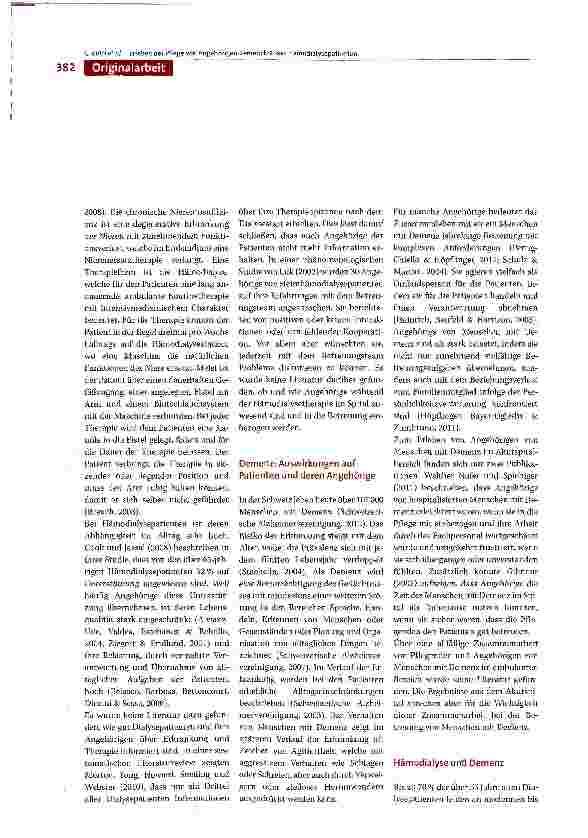 Vorschauseite 2: Wie Angehörige die pflegerische Betreuung von dialysepflichtigen Patientinnen und Patienten mit Demenz auf der Hämodialysestation erleben -Eine qualitative Studie