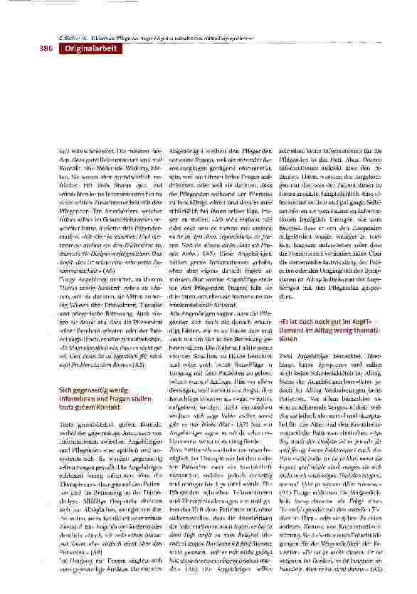 Vorschauseite 6: Wie Angehörige die pflegerische Betreuung von dialysepflichtigen Patientinnen und Patienten mit Demenz auf der Hämodialysestation erleben -Eine qualitative Studie