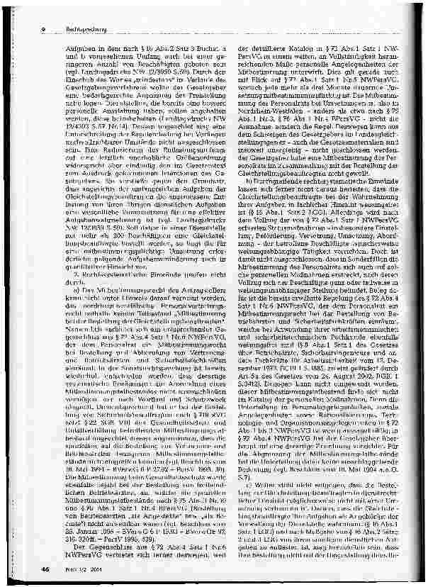 Vorschauseite 3: Mitbestimmung bei der Bestellung der Gleichstellungsbeauftragten BVerwG, Beschluss vom 22. Juli 2003