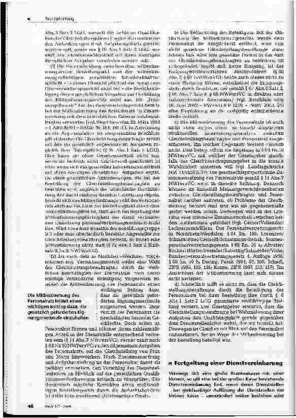 Vorschauseite 5: Mitbestimmung bei der Bestellung der Gleichstellungsbeauftragten BVerwG, Beschluss vom 22. Juli 2003