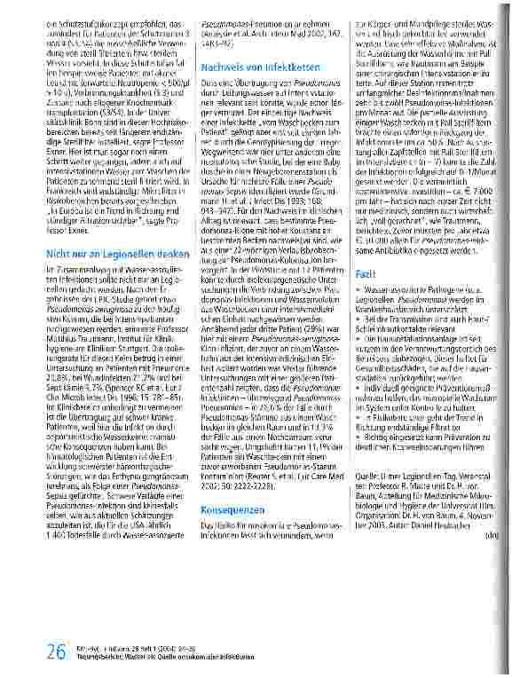 Vorschauseite 3: Wasser als Quelle nosokomialer Infektionen - Mikrobiologie, Epidemiologie, Prävention Ulmer Legionellen-Tag, 4. November 2003
