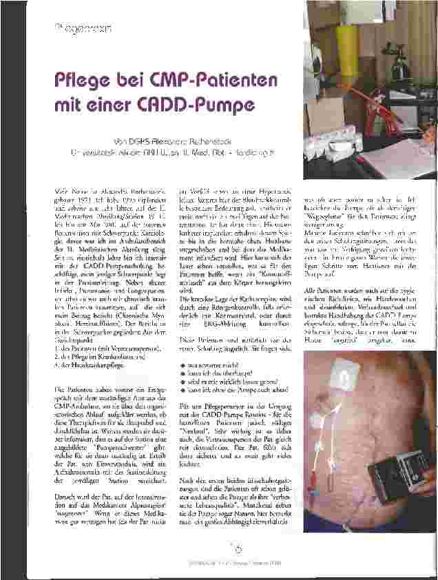 Vorschauseite 1: Pflege bei CMP-Patienten mit einer CADD-Pumpe