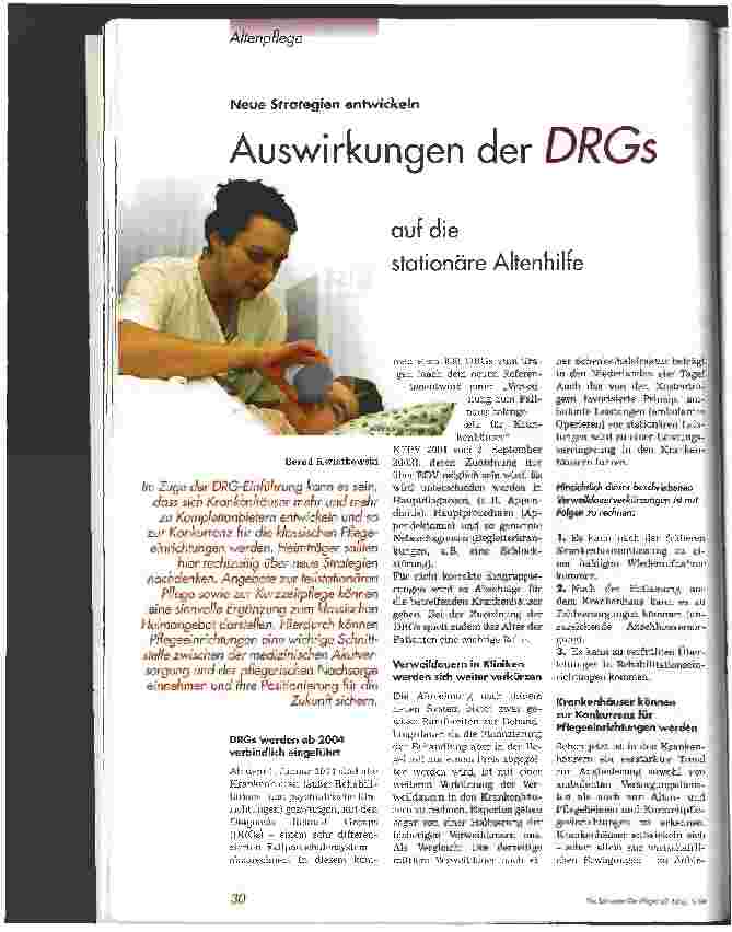 Vorschauseite 1: Auswirkungen der DRGs auf die stationäre Altenhilfe