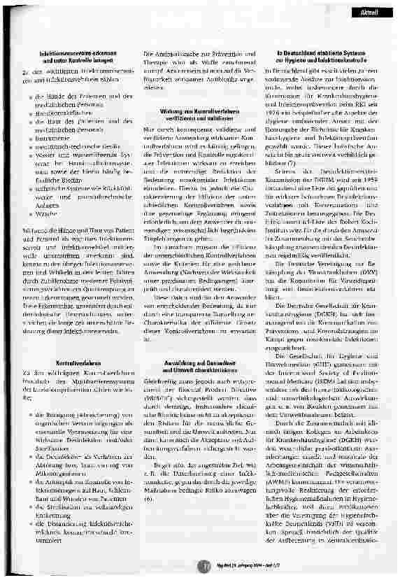 Vorschauseite 2: Bündelung der Expertise der hygienisch-medizinischen Fachgesellschaften zur Prävention und Kontrolle nosokomialer Infektionen Zur Gründung des Verbundes angewandter Hygiene (VAH e…