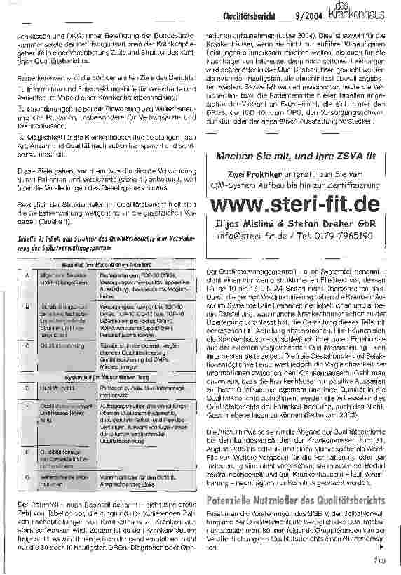 Vorschauseite 2: Der Qualitätsbericht ab 2005 - wozu und für wen?