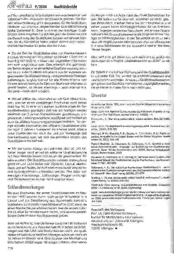 Vorschauseite 5: Der Qualitätsbericht ab 2005 - wozu und für wen?
