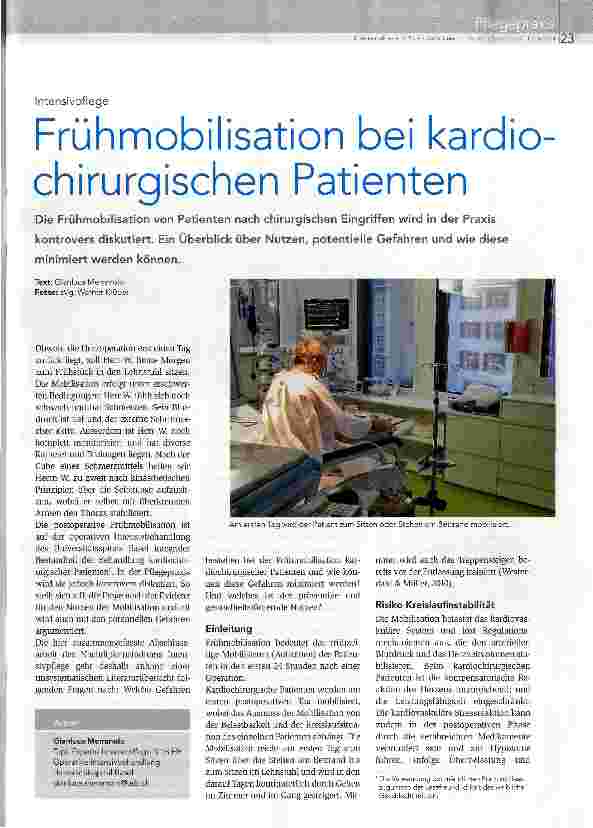 Vorschauseite 1: Frühmobilisation bei kardio-chirurgischen Patienten