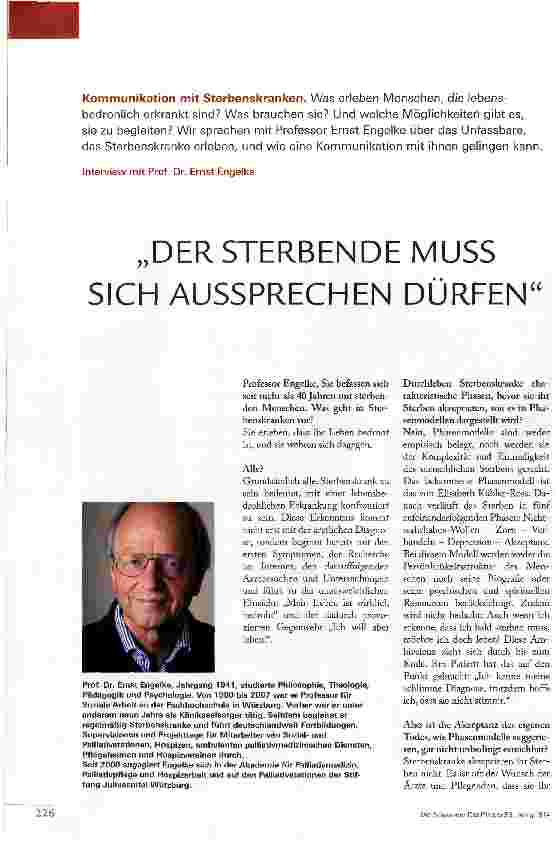 Vorschauseite 1: „DER STERBENDE MUSS SICH AUSSPRECHEN DÜRFEN