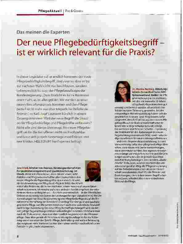Vorschauseite 1: Der neue Pflegebedürftigkeitsbegriff ist er wirklich relevant für die Praxis?