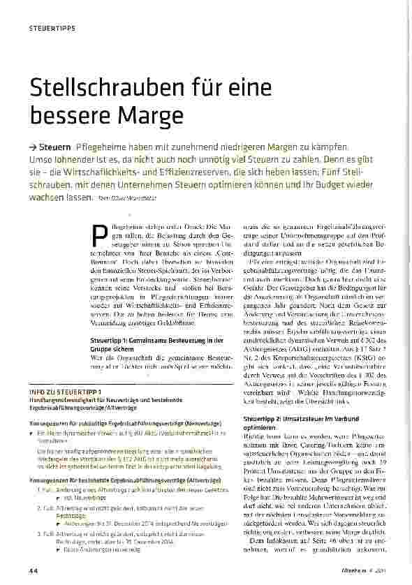 Vorschauseite 1: Stellschrauben für eine bessere Marge
